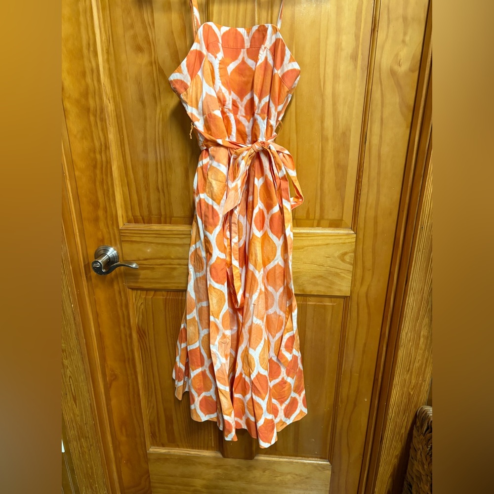 Maeve Vibrant Orange and White Dress